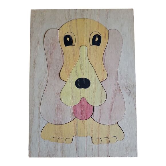 2 Vintage Childrens Wood Frame Tray Puzzles Dog And Lion - Picture 2 of 6